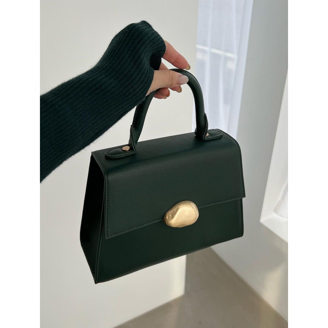 アニュアンス anuans モチーフ付きミニハンドルバッグ （GREEN） -靴