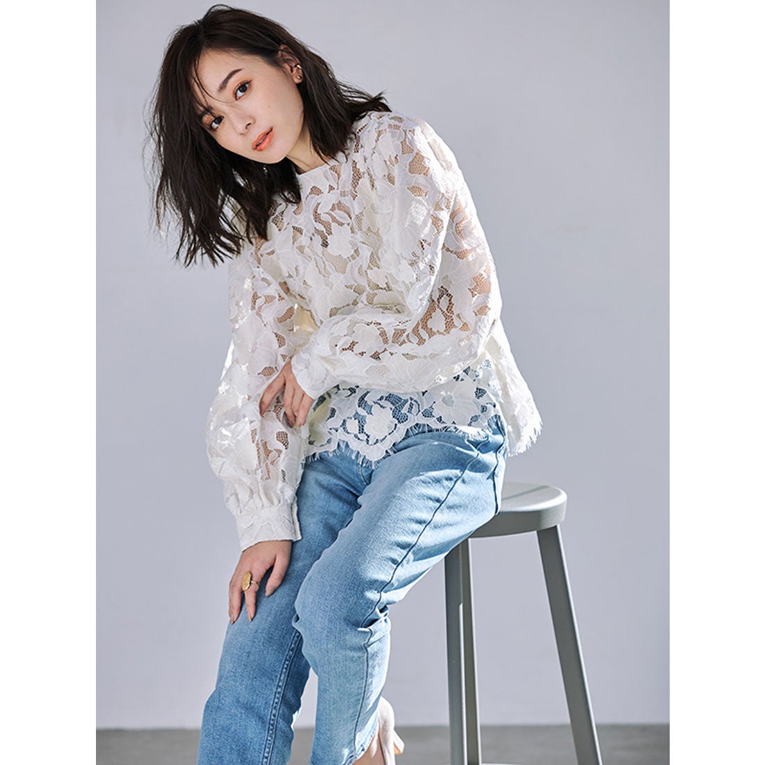 アニュアンス anuans コードレースブラウス （SAX） -靴＆ファッション