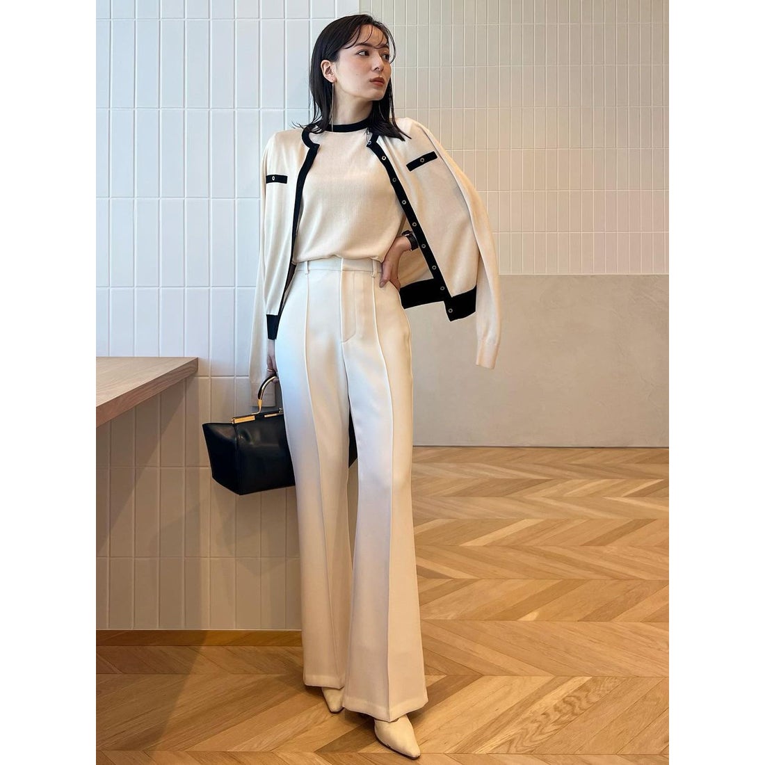 アニュアンス anuans シルクブレンドアンサンブルニット （IVORY