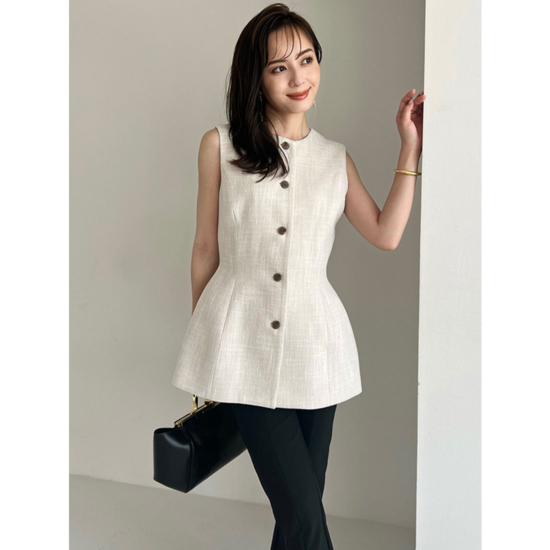 アニュアンス anuans フロントボタンペプラムブラウス （MINT） -靴