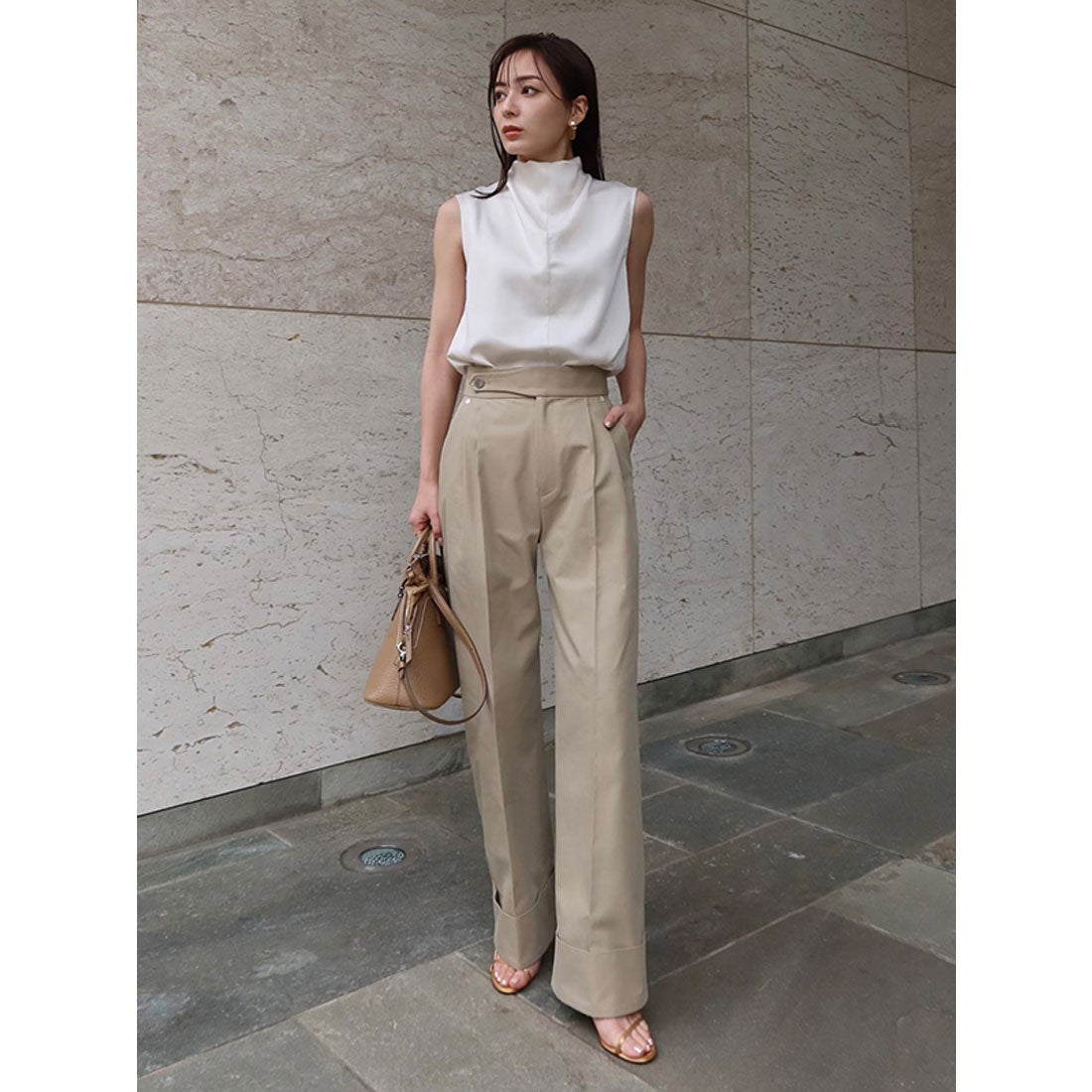 アニュアンス anuans ベルトデザインチノパンツ （BEIGE