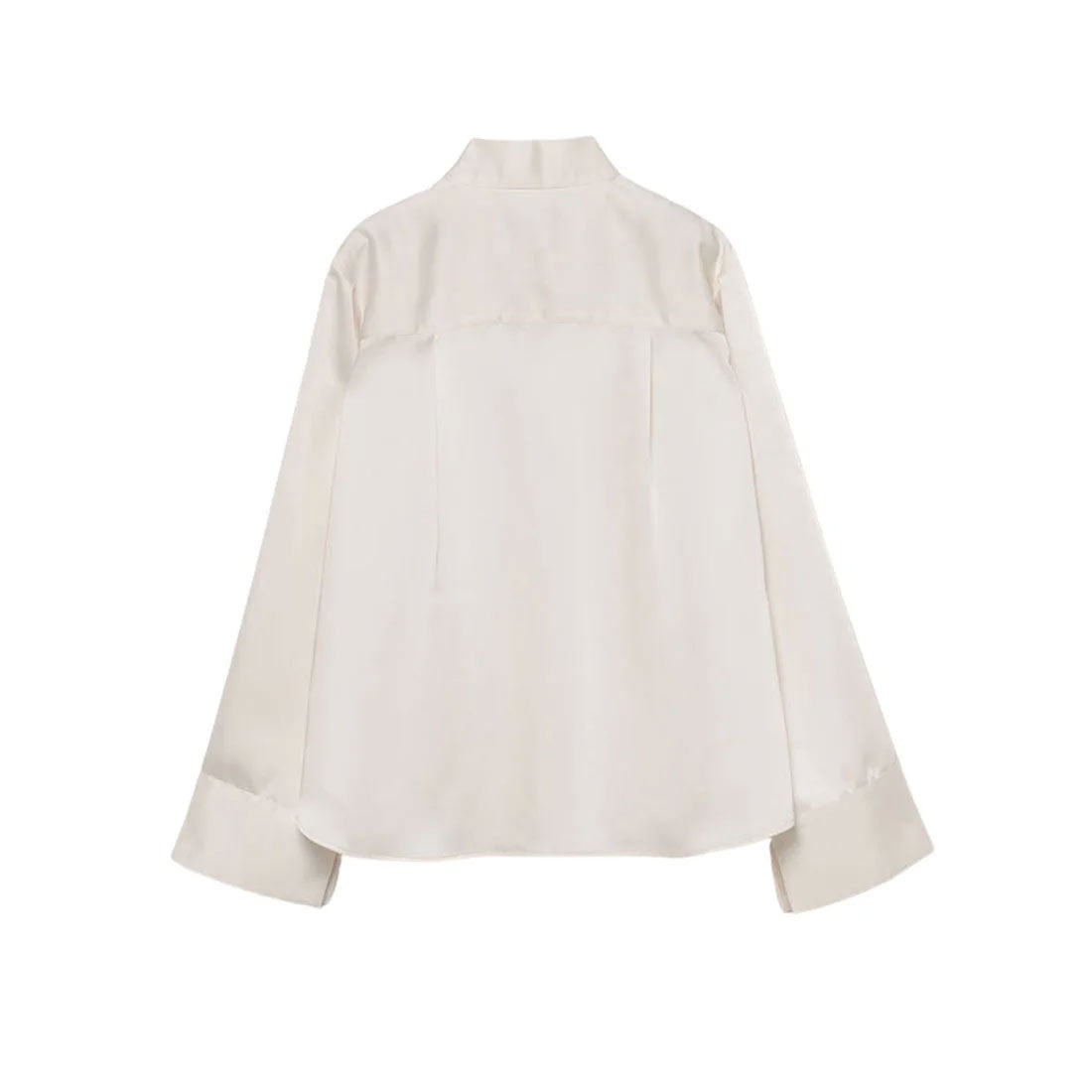 アニュアンス anuans サテンVネックタイブラウス （BROWN） -靴