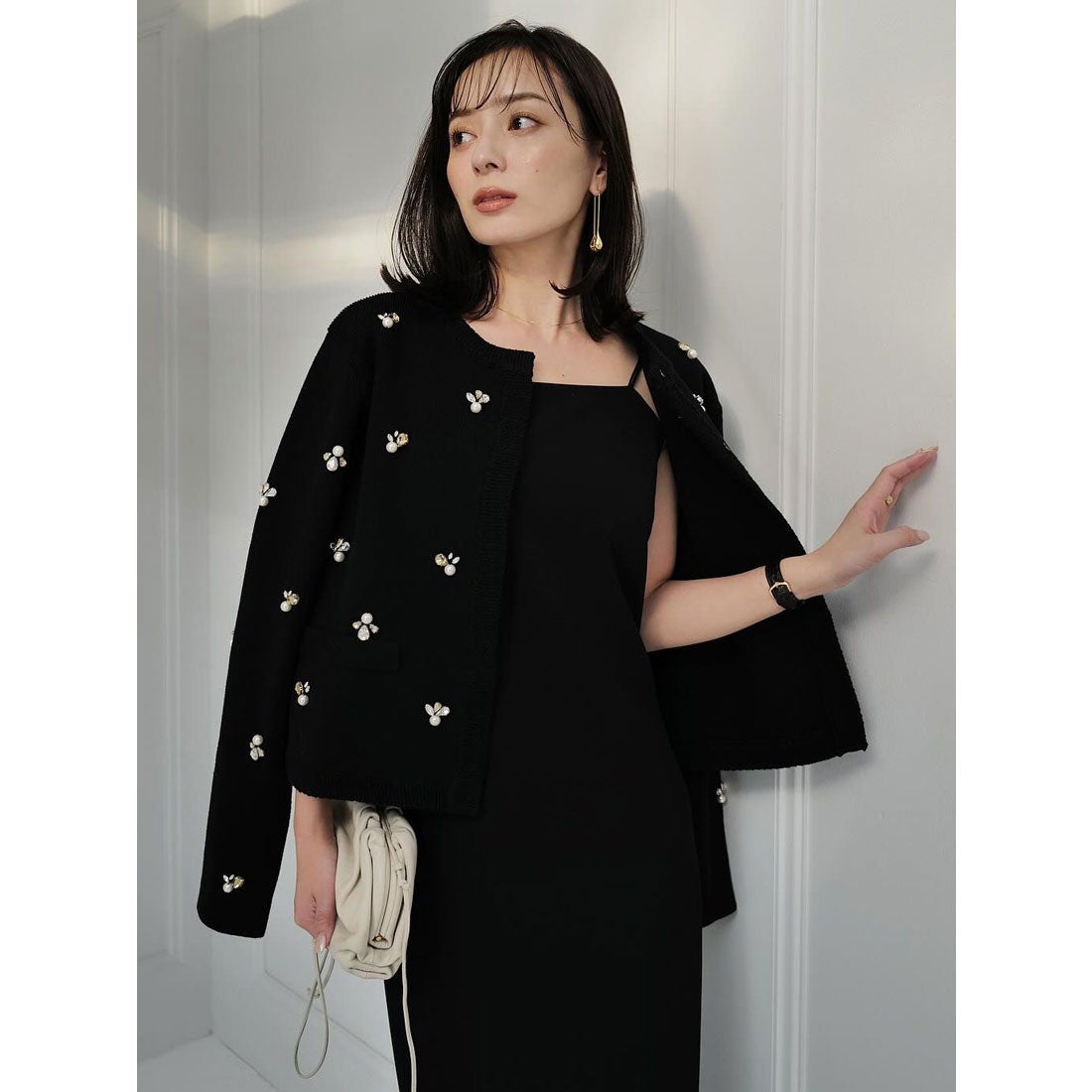 アニュアンス anuans ビジューニットジャケット （BLACK） -靴