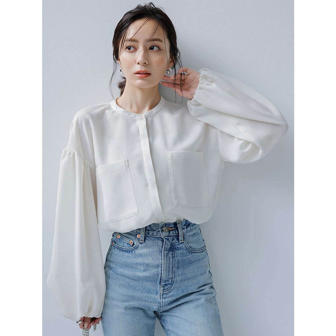 アニュアンス anuans シアーボリュームスリーブブラウス （IVORY