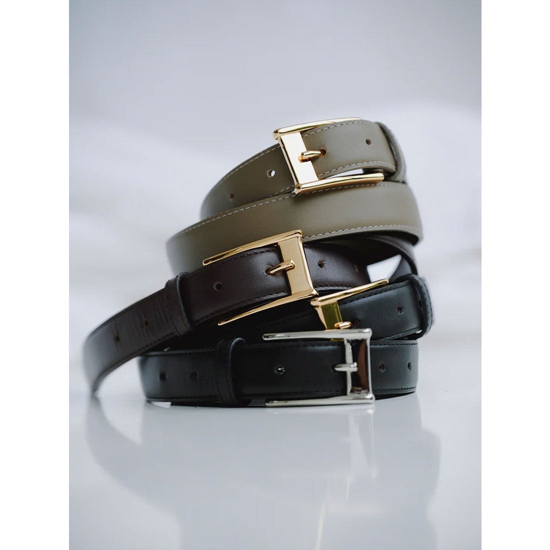 アニュアンス anuans スクエアバックルベルト （BLK/SLV