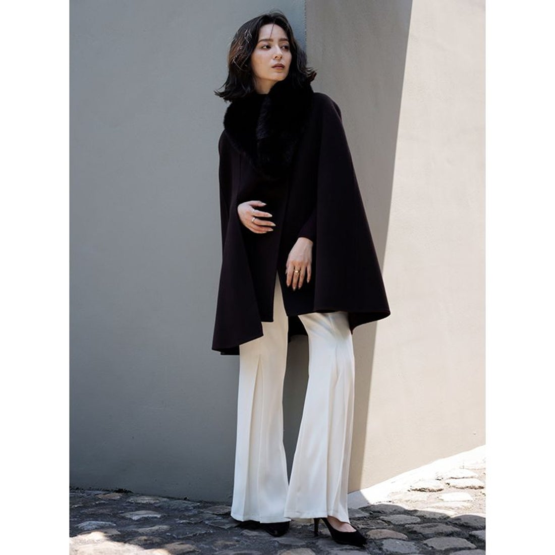 アニュアンス anuans ウールリバーケープコート （BROWN） -靴