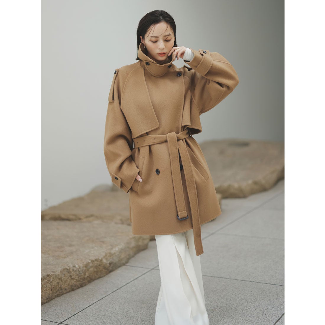 アニュアンス anuans リバーミドルトレンチコート （CAMEL