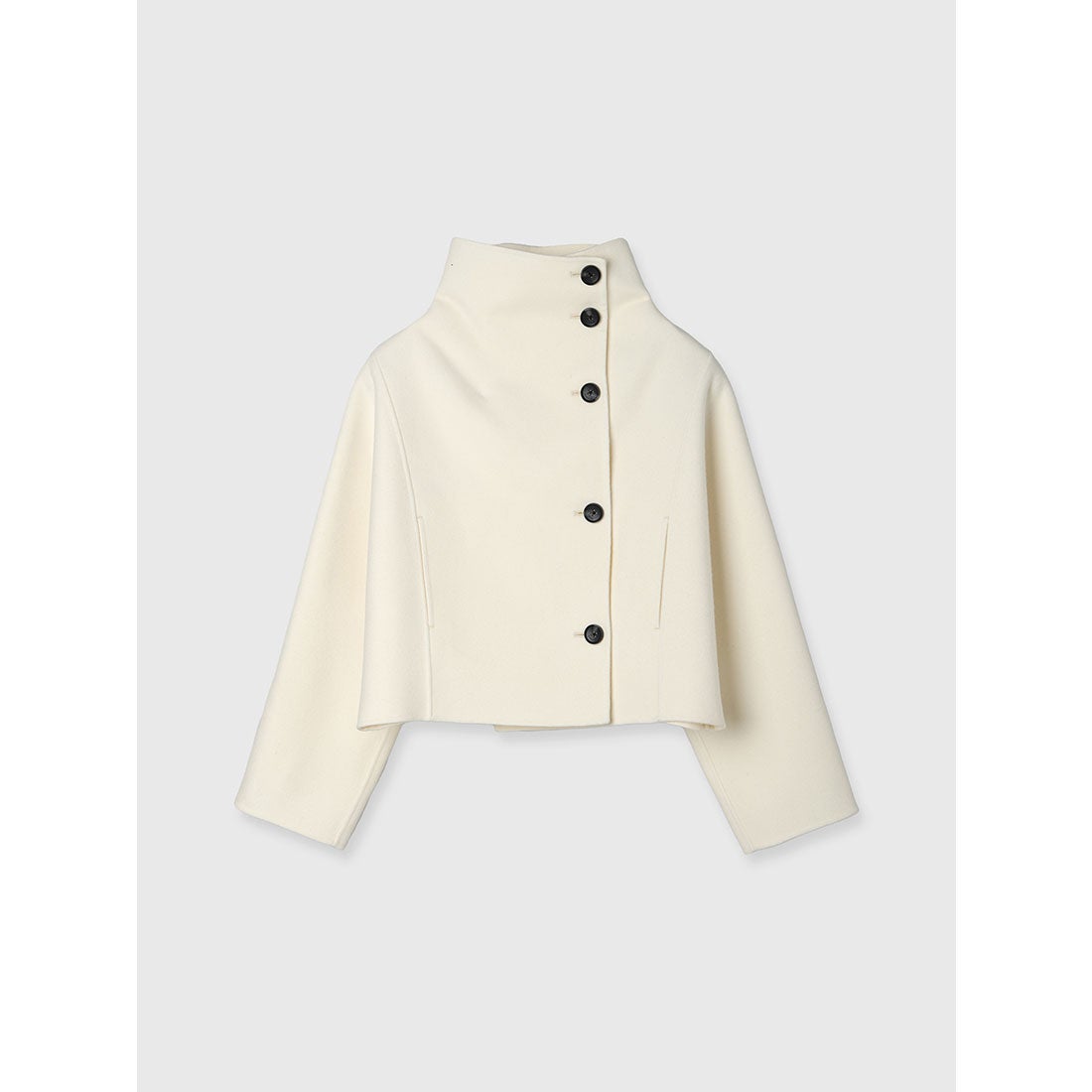 アニュアンス anuans スタンドネックリバーショートコート （WHITE