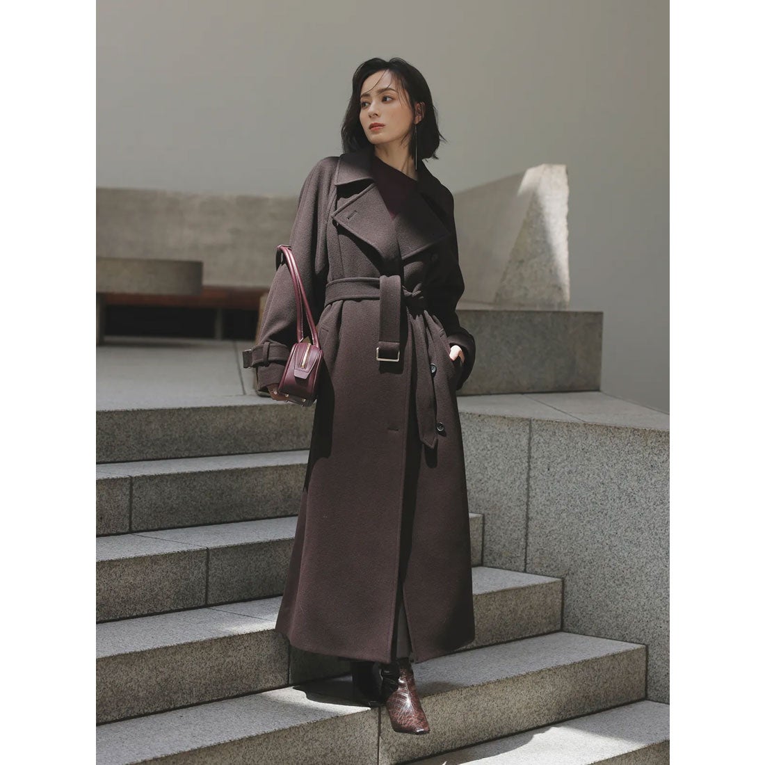 アニュアンス anuans ウールトレンチコート （DARK BROWN