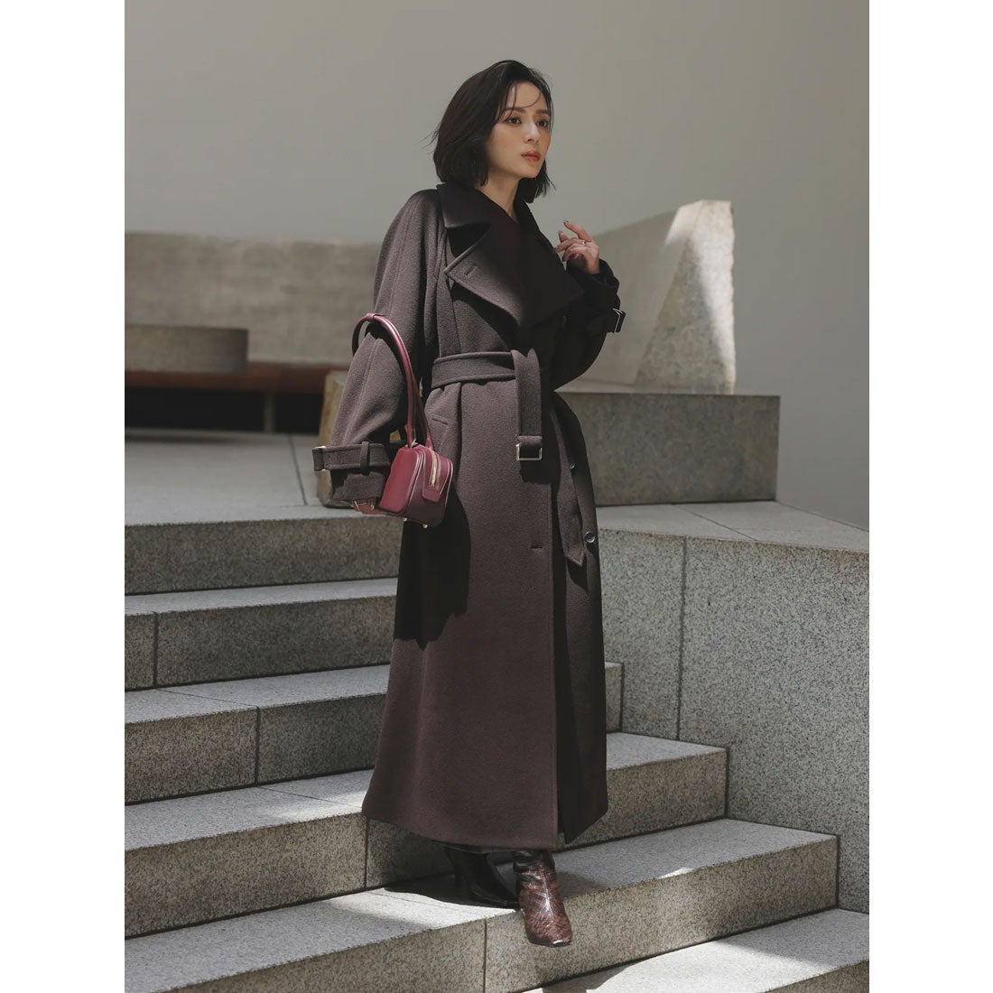 アニュアンス anuans ウールトレンチコート （DARK BROWN