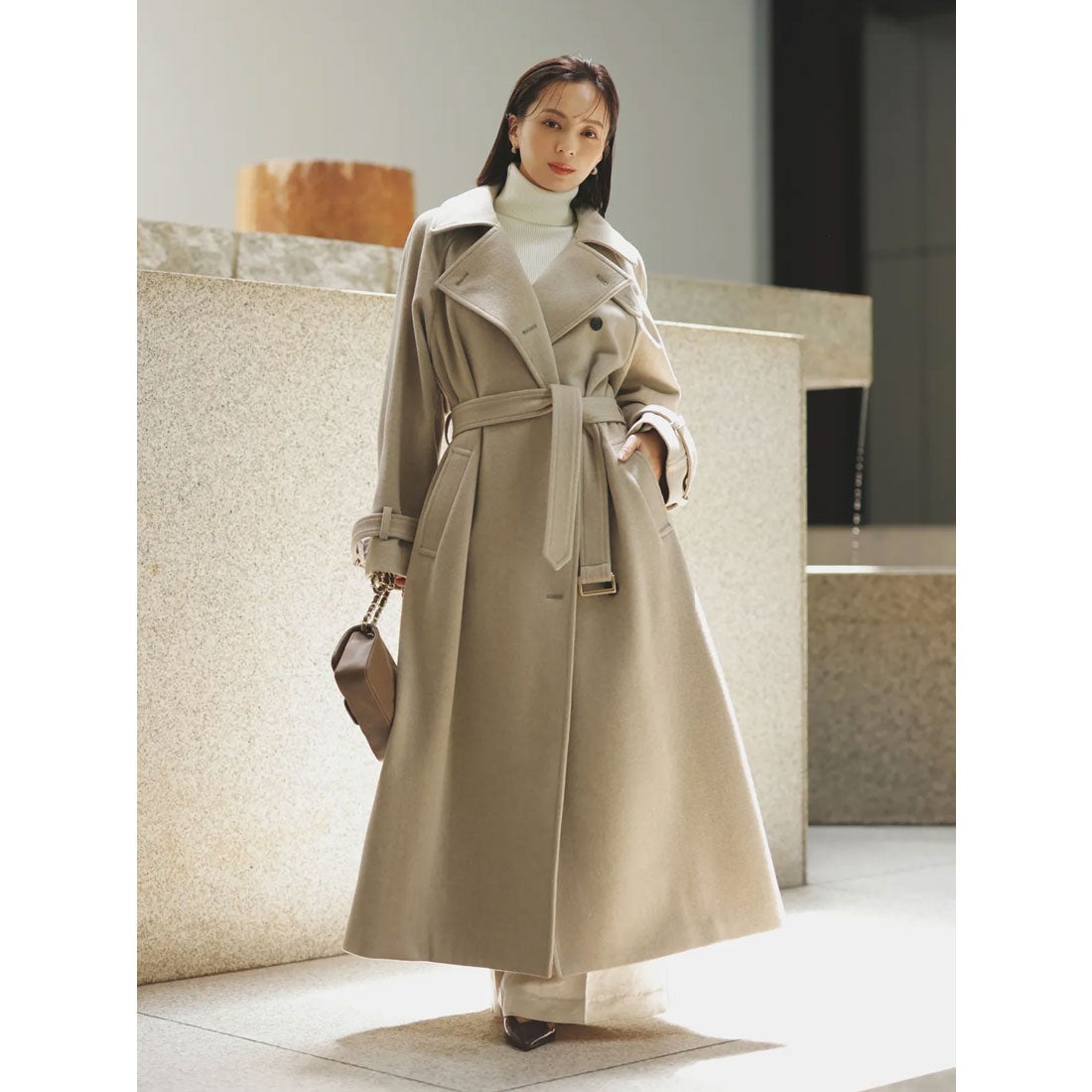 アニュアンス anuans ウールトレンチコート （DARK BROWN