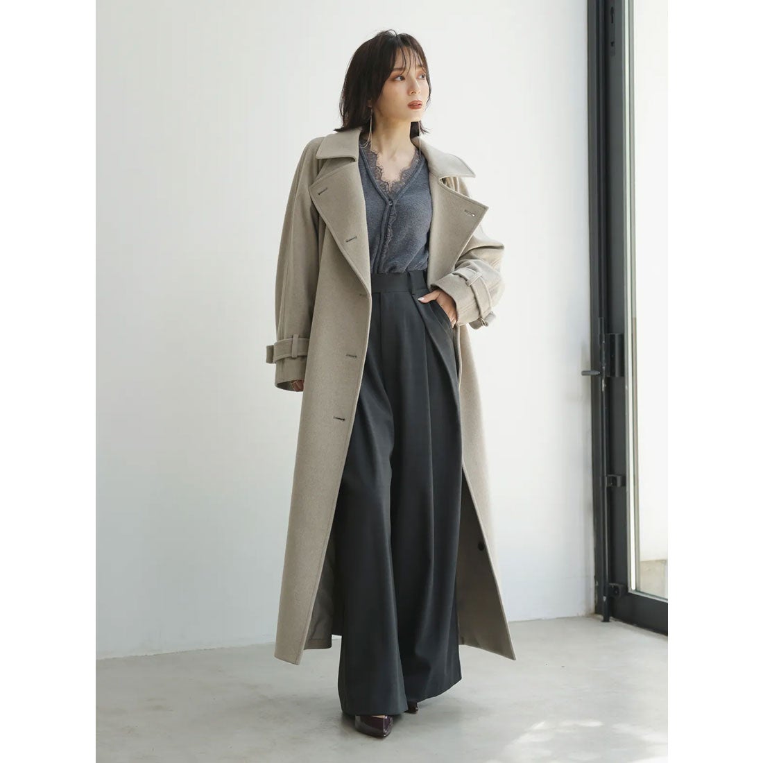 アニュアンス anuans ウールトレンチコート （DARK BROWN