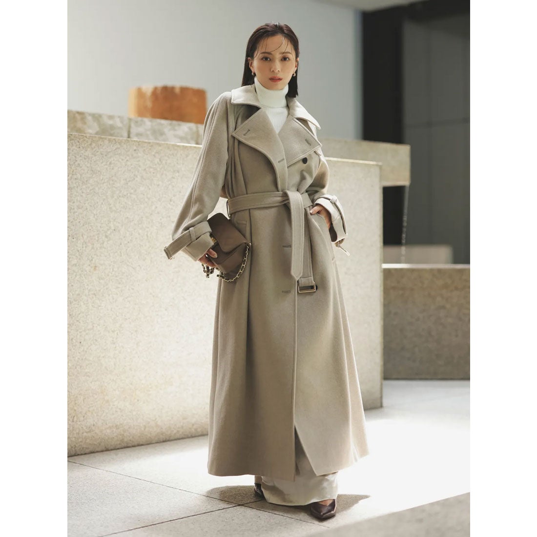 アニュアンス anuans ウールトレンチコート （GREY BEIGE