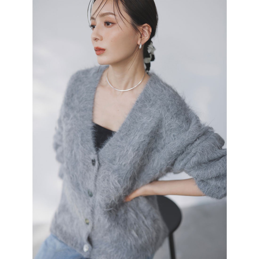 アニュアンス anuans *スーリーアルパカニットカーディガン （GREY