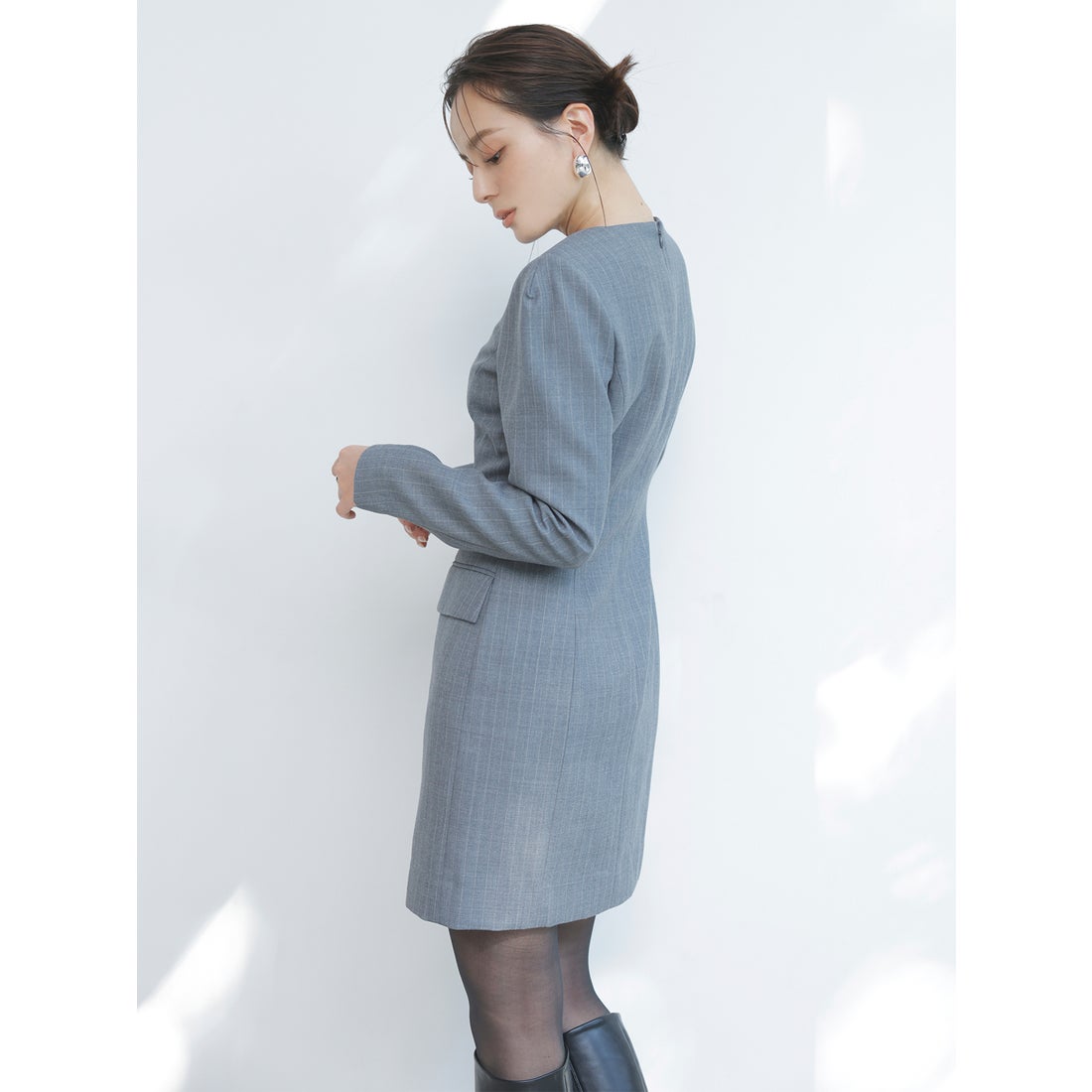 アニュアンス anuans パネルラインミニワンピース （GREY） -靴