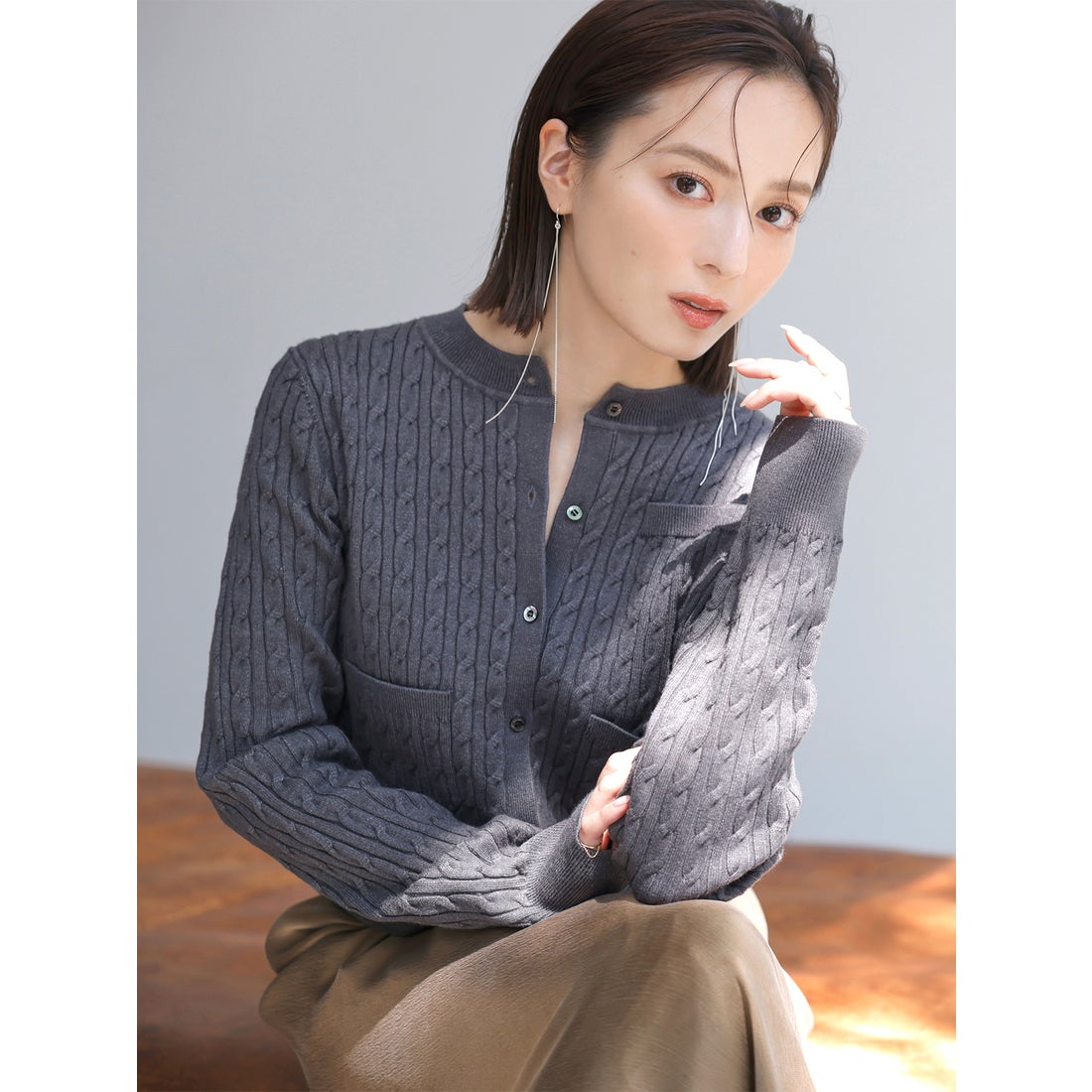 アニュアンス anuans *リトルケーブルニットカーディガン