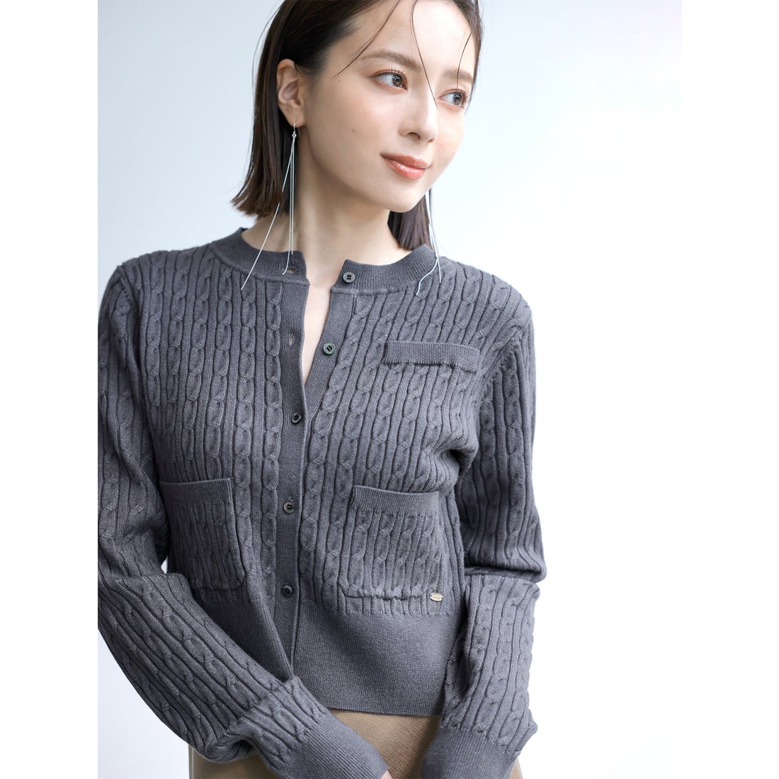 アニュアンス anuans *リトルケーブルニットカーディガン （TURQUOISE