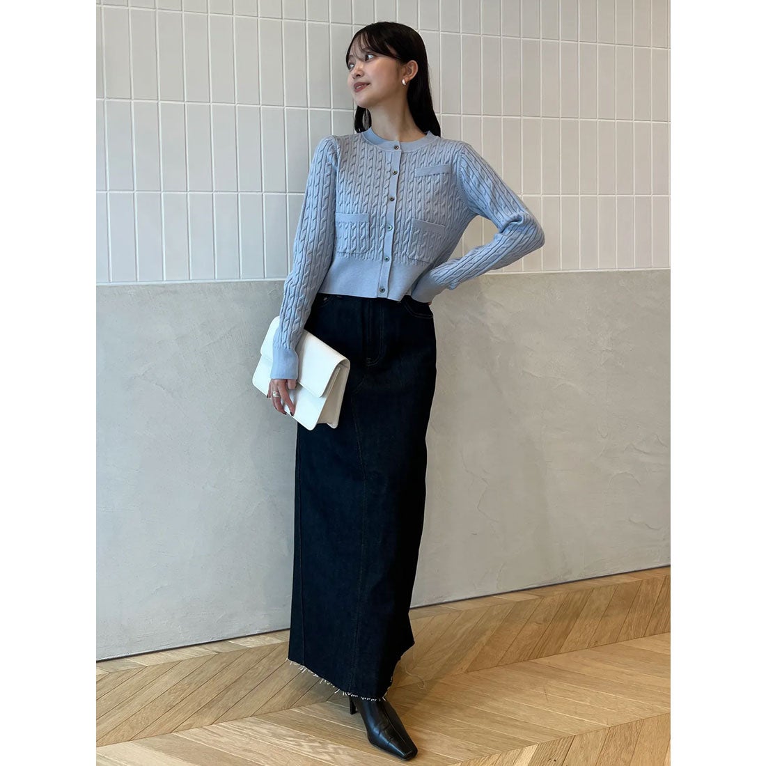 アニュアンス anuans *リトルケーブルニットカーディガン （SAX） -靴