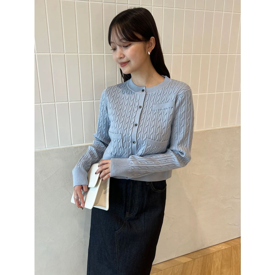 アニュアンス anuans *リトルケーブルニットカーディガン （SAX） -靴