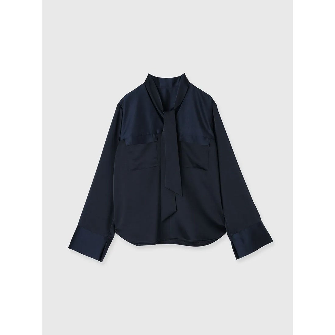 アニュアンス anuans サテンボウタイブラウス （NAVY） -ファッション