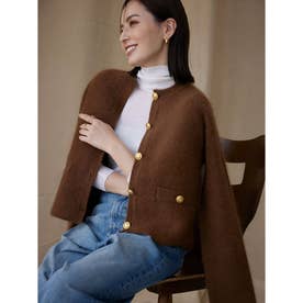 アニュアンス anuans ラクーンブレンドノーカラーニットジャケット