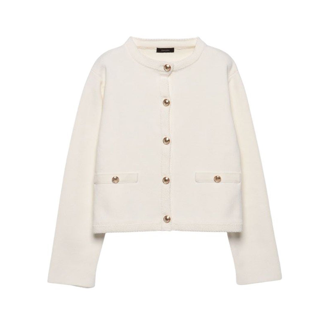 アニュアンス anuans オリジナルボタンノーカラーニットジャケット