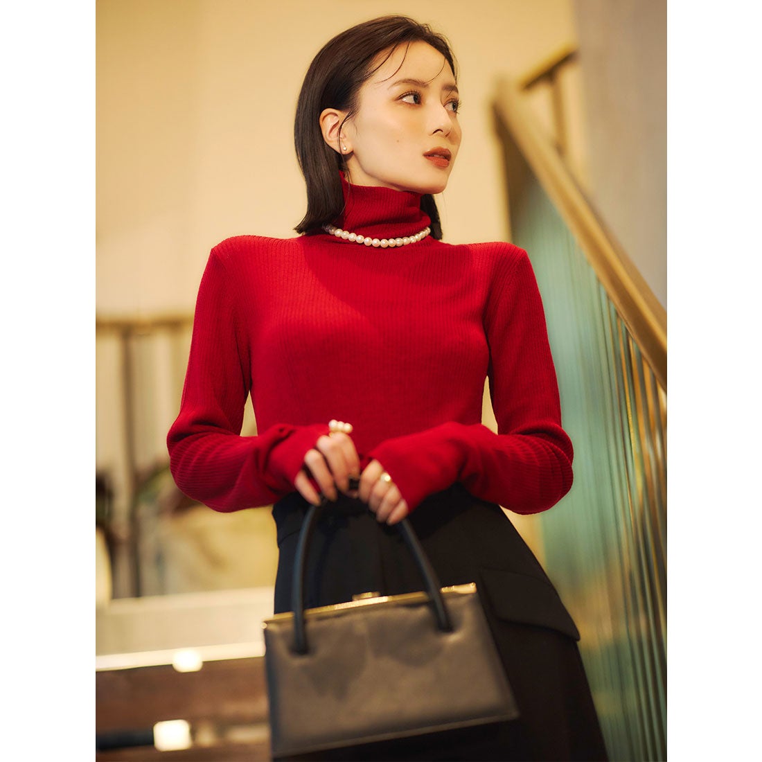 アニュアンス anuans ハイゲージウールフィットリブタートルニット