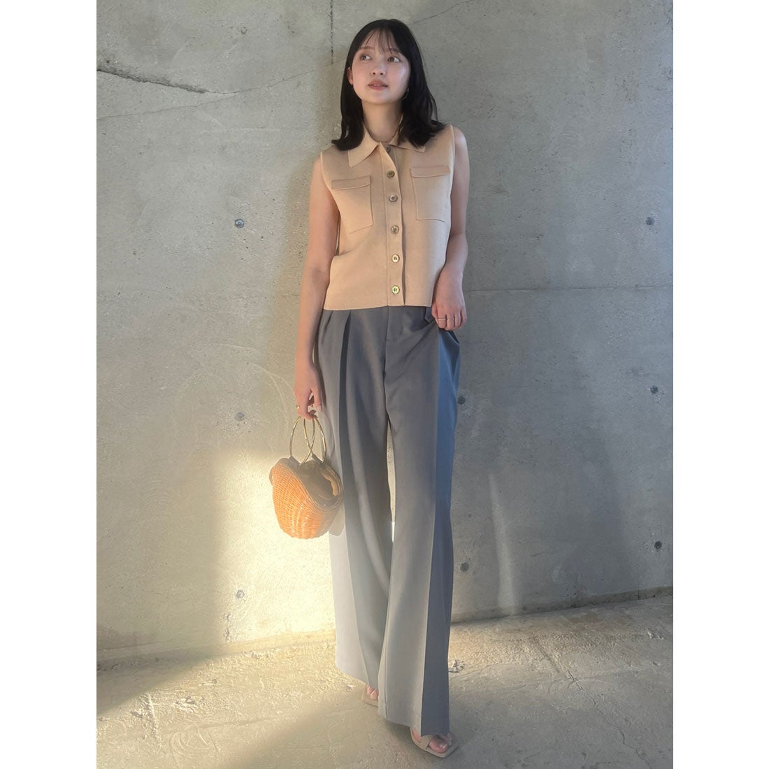 アニュアンス anuans ツータックワイドパンツ （BLACK