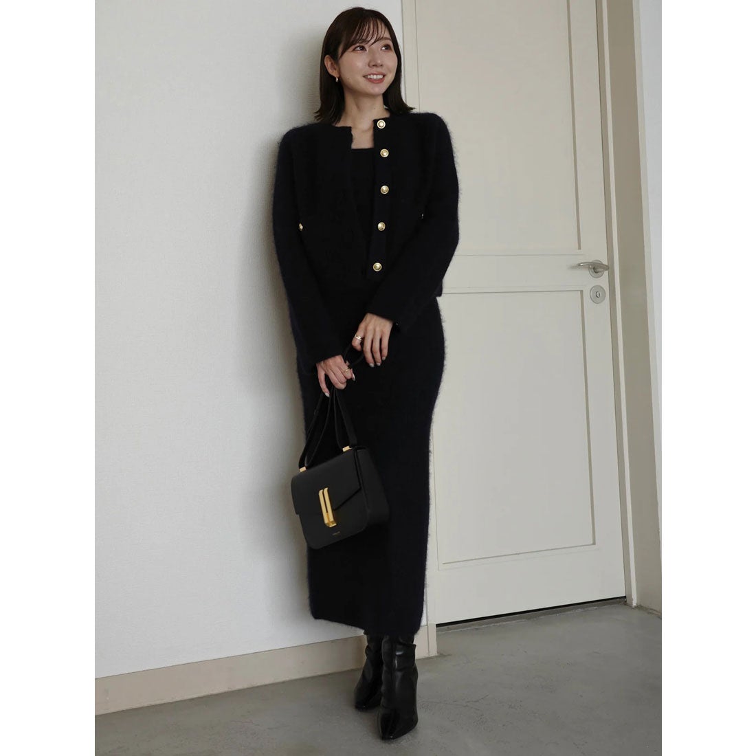 アニュアンス anuans カシミヤブレンドノーカラーニットジャケット