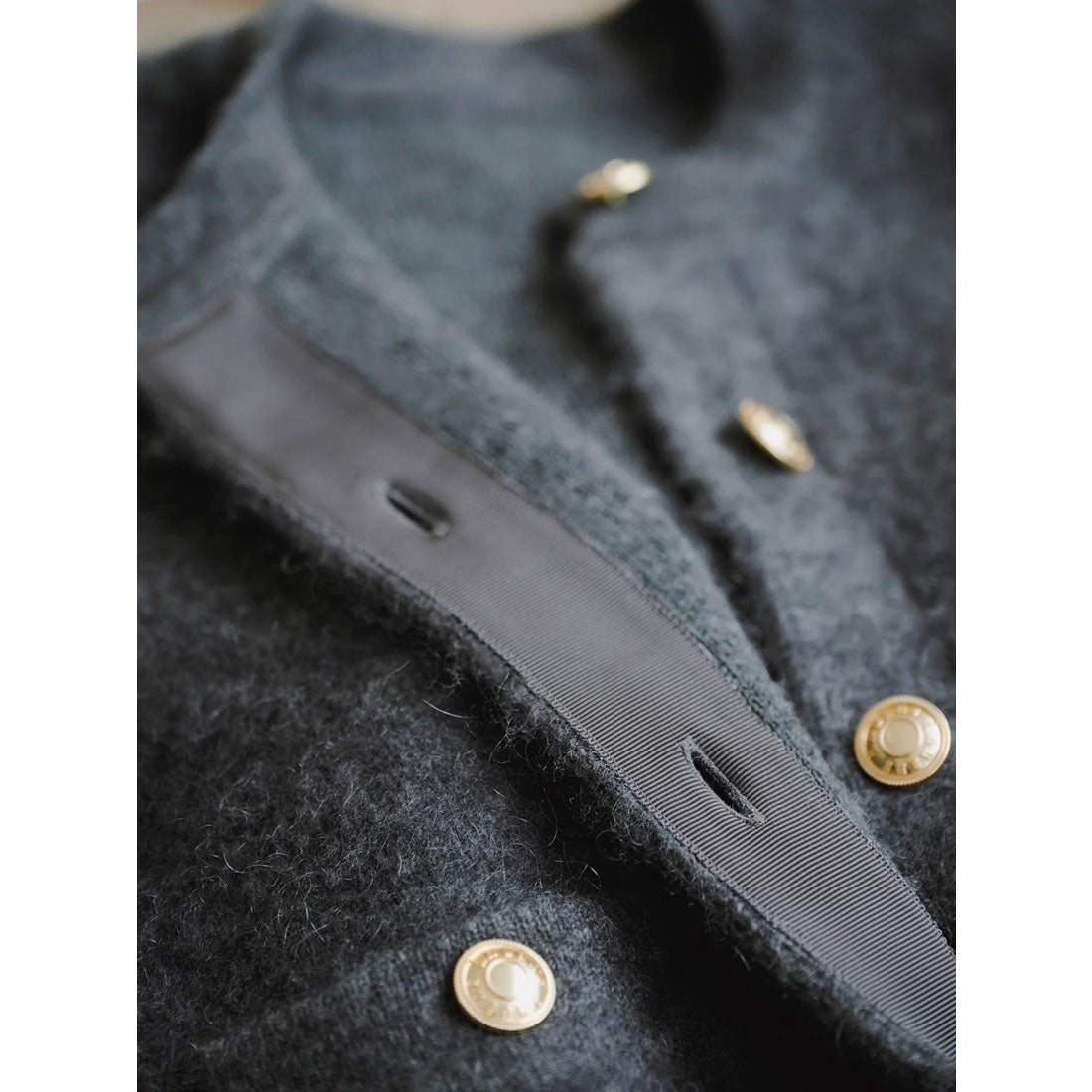 アニュアンス anuans カシミヤブレンドノーカラーニットジャケット