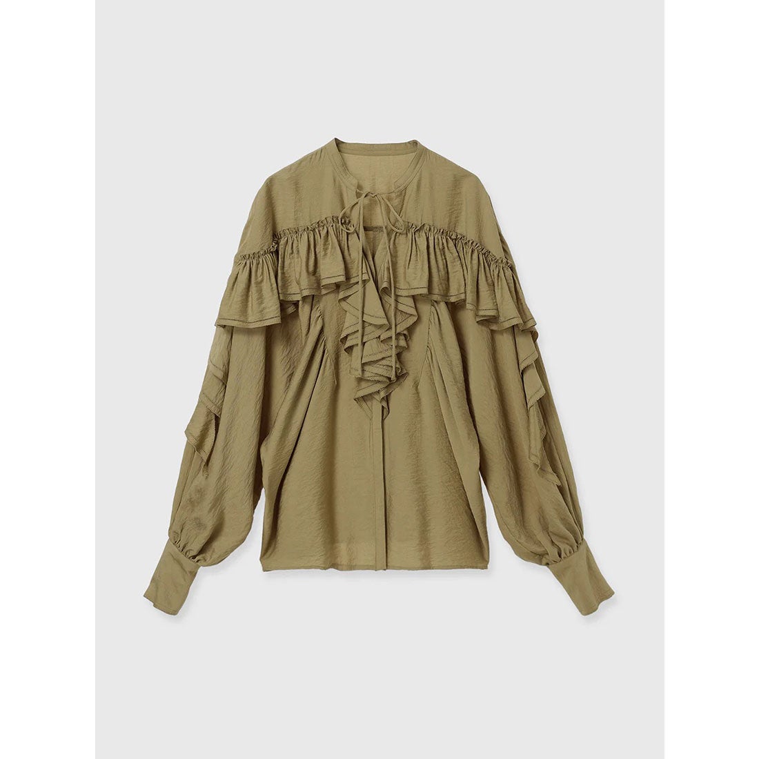 アニュアンス anuans リンクルラッフルブラウス （BEIGE） -靴