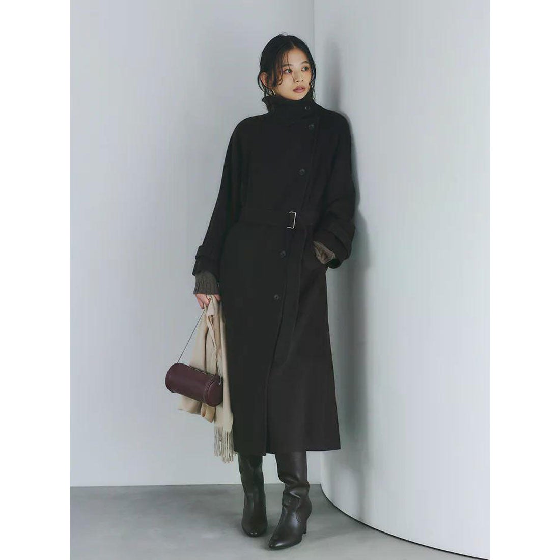 アニュアンス anuans ウールトレンチコート （DARK BROWN