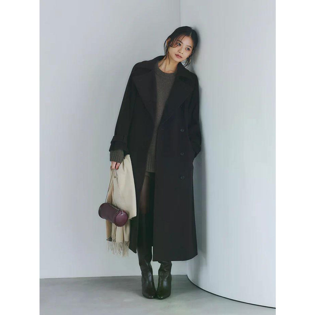 アニュアンス anuans ウールトレンチコート （DARK BROWN