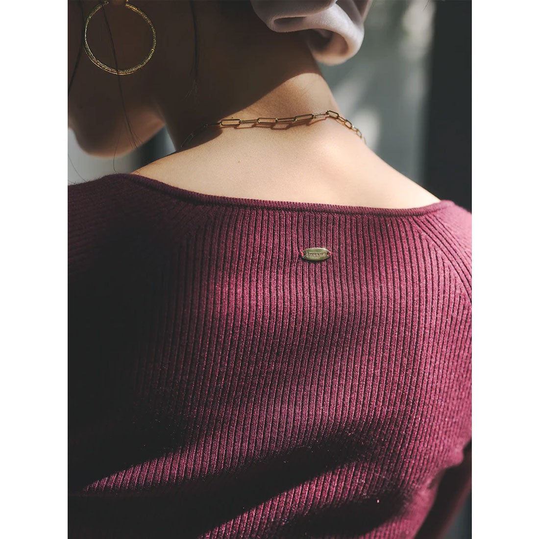 アニュアンス anuans シルクカシミアブレンドデコルテリブニット