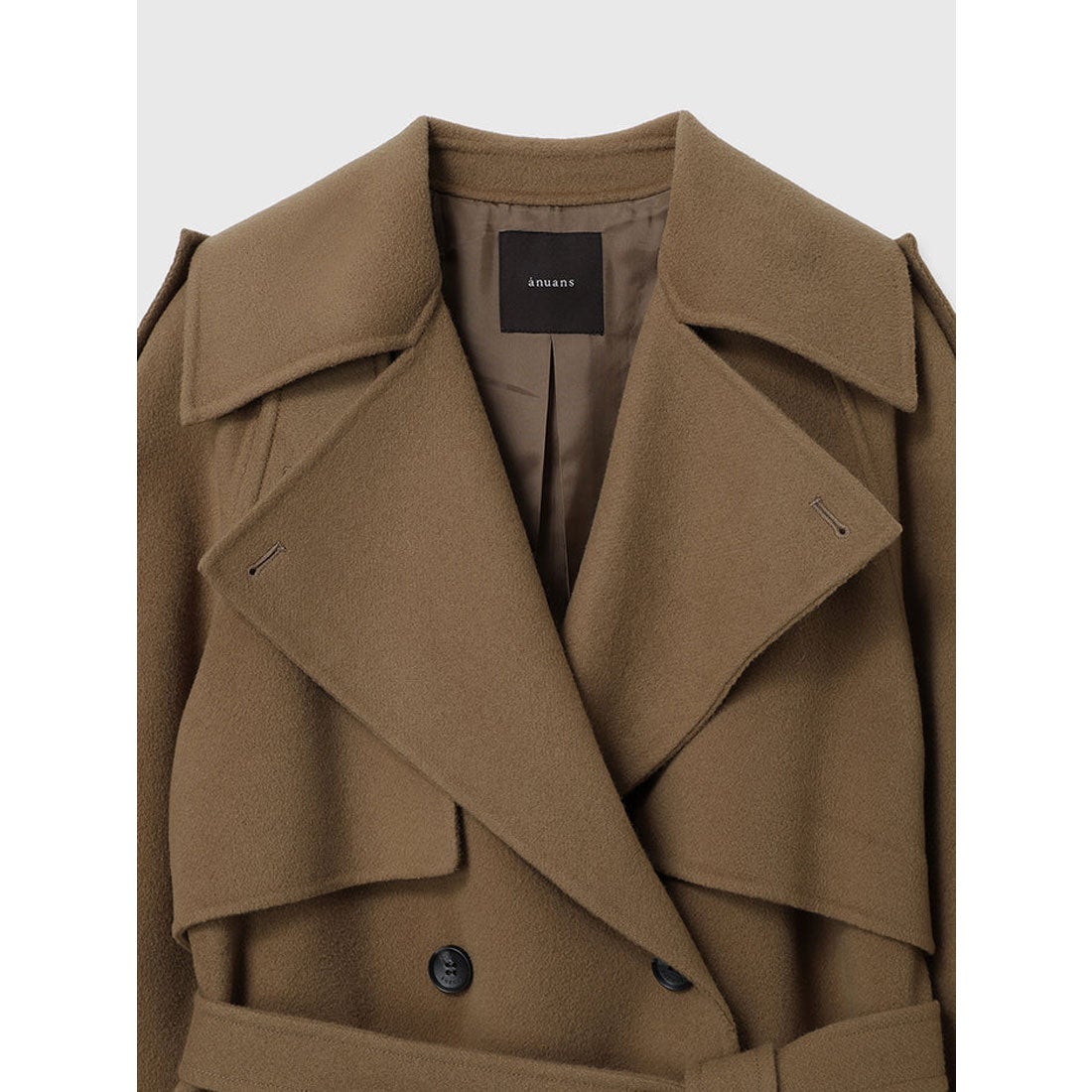 アニュアンス anuans リバーウールミドルトレンチコート （CAMEL