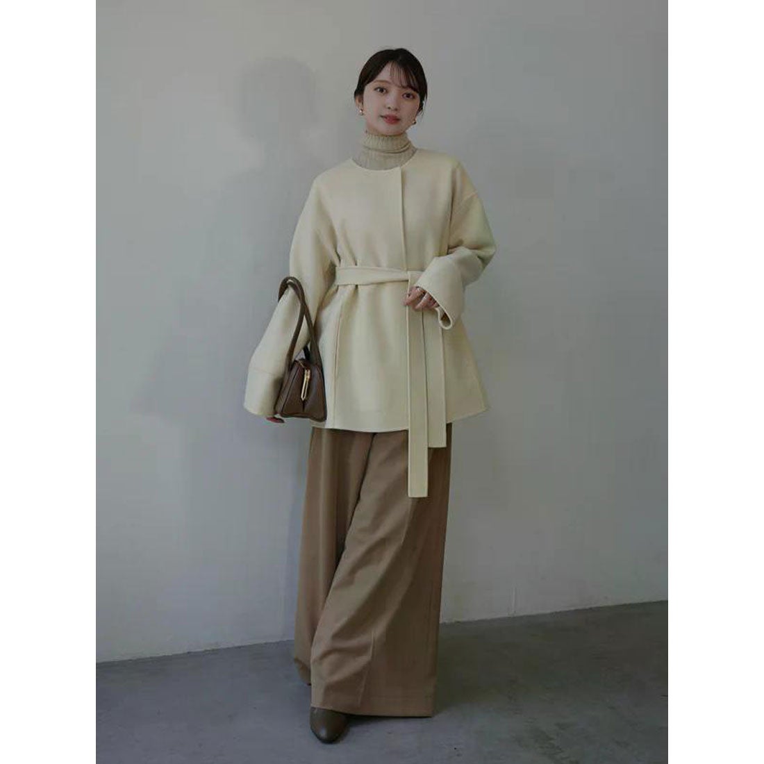 アニュアンス anuans リバーウールミドルマフラーコート （BEIGE） -靴