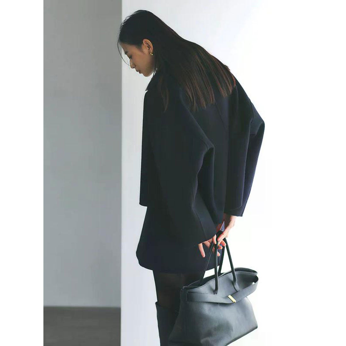 アニュアンス anuans リバーウールショートコート （NAVY） -靴