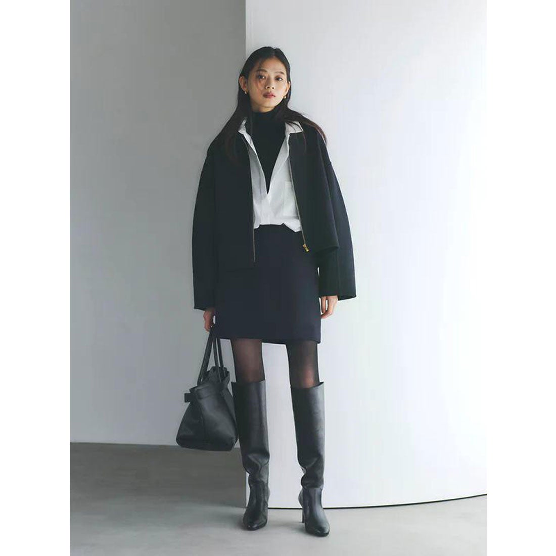 アニュアンス anuans リバーウールショートコート （NAVY