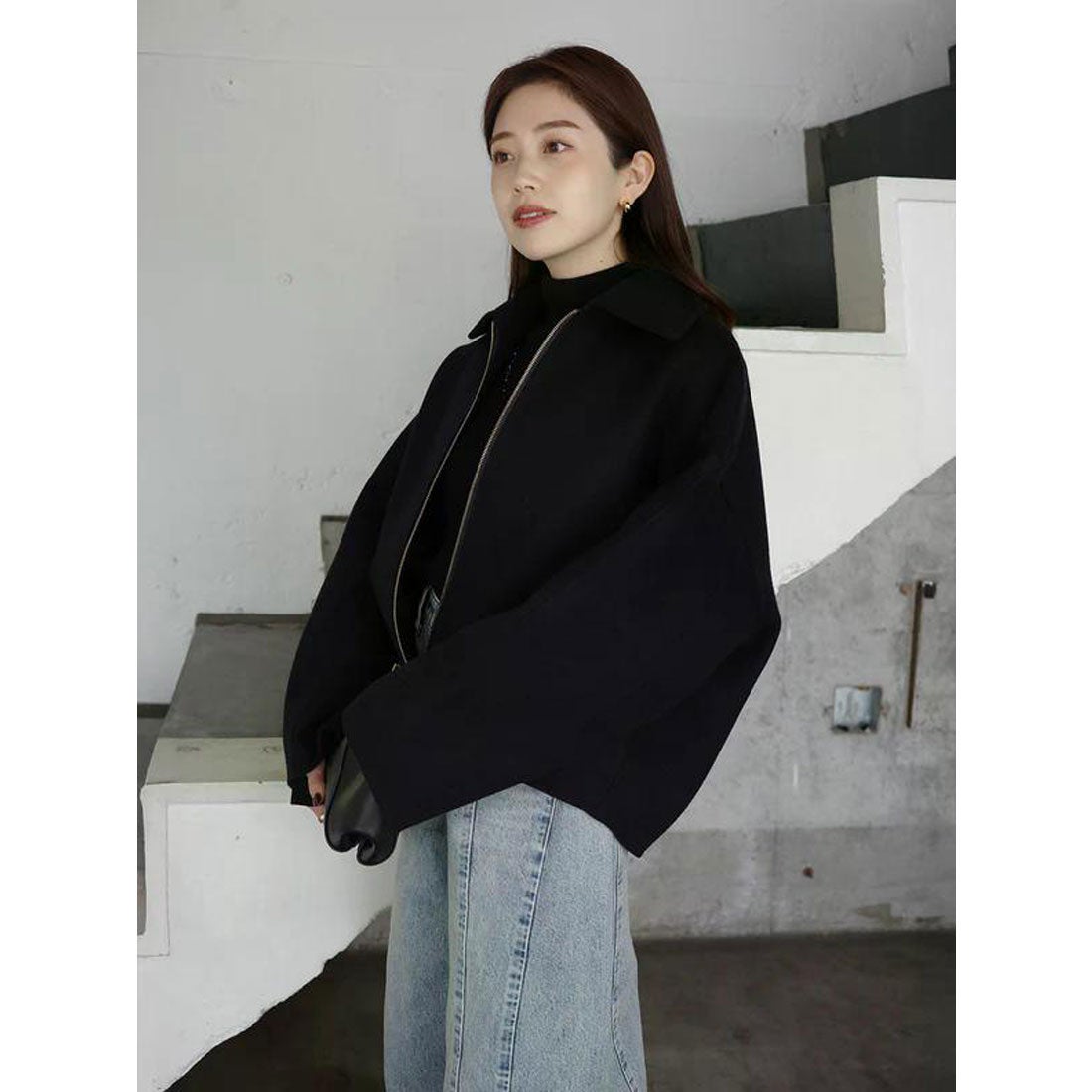 アニュアンス anuans リバーウールショートコート （NAVY