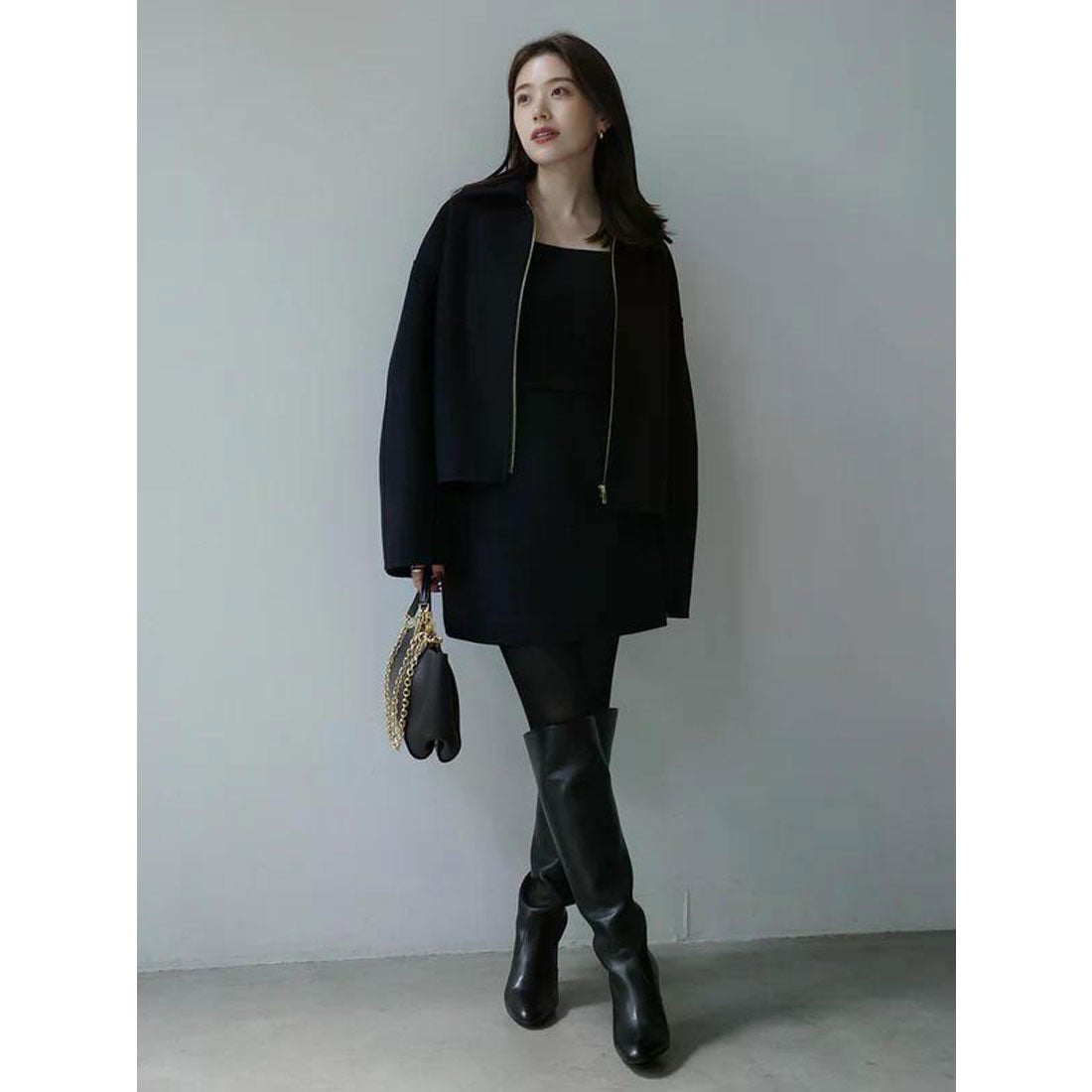 アニュアンス anuans リバーウールショートコート （NAVY