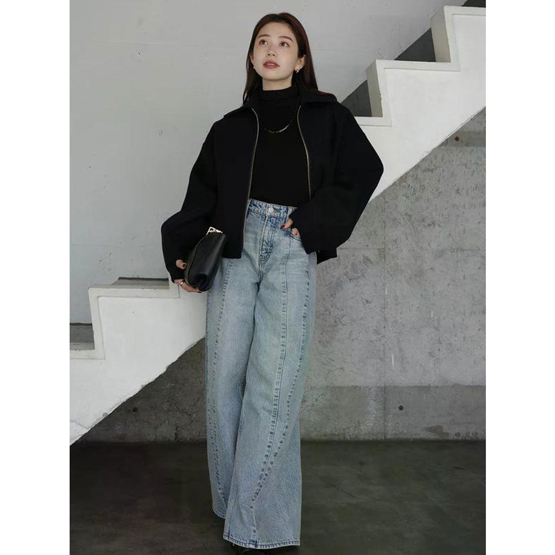 アニュアンス anuans リバーウールショートコート （NAVY