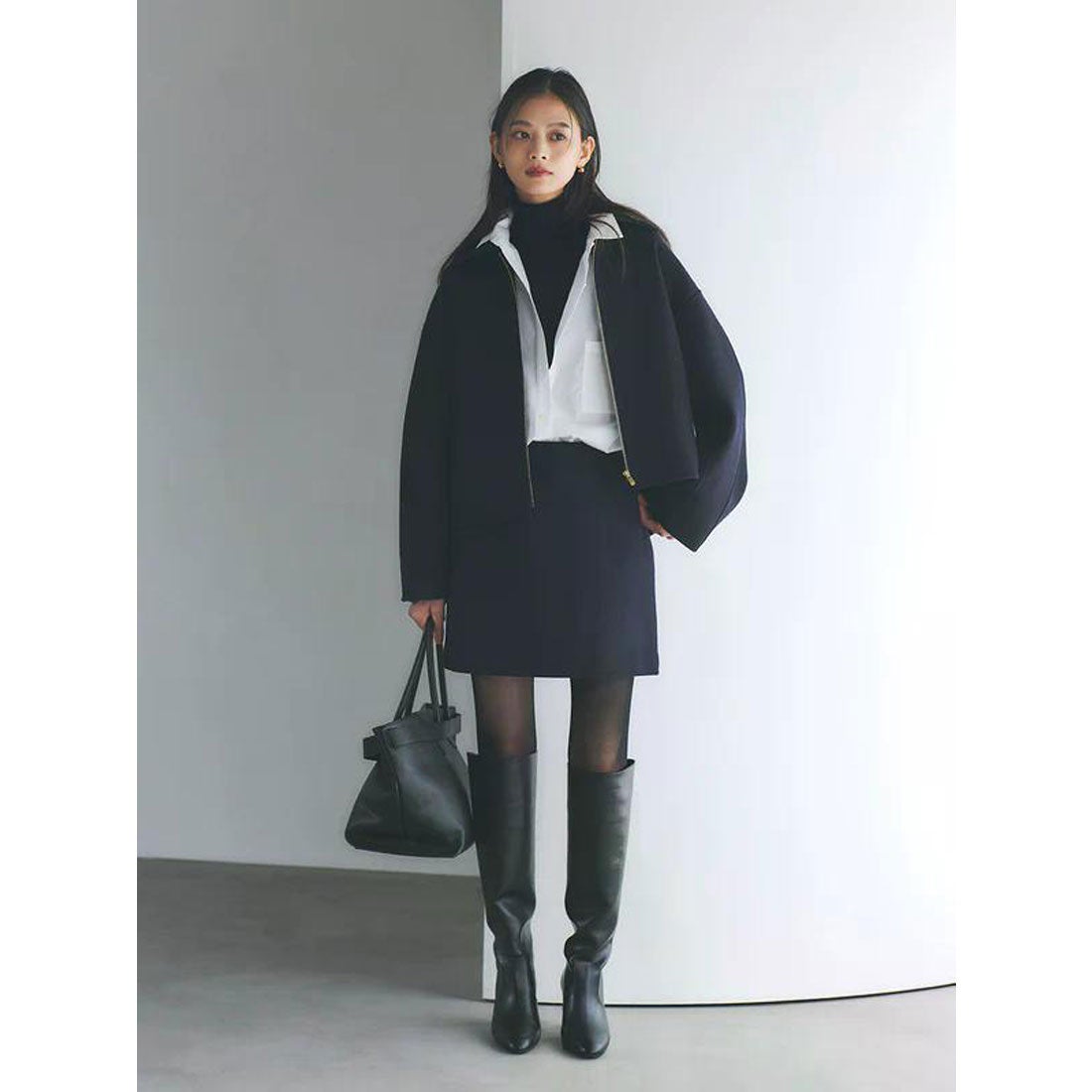 アニュアンス anuans リバーウールショートコート （NAVY