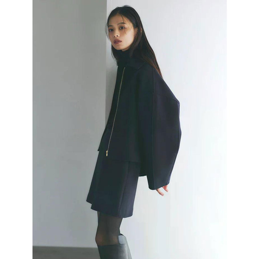 アニュアンス anuans リバーウールショートコート （NAVY） -靴