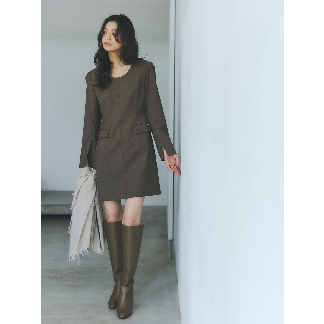 アニュアンス anuans ボクシーミニワンピース （GREY） -ファッション