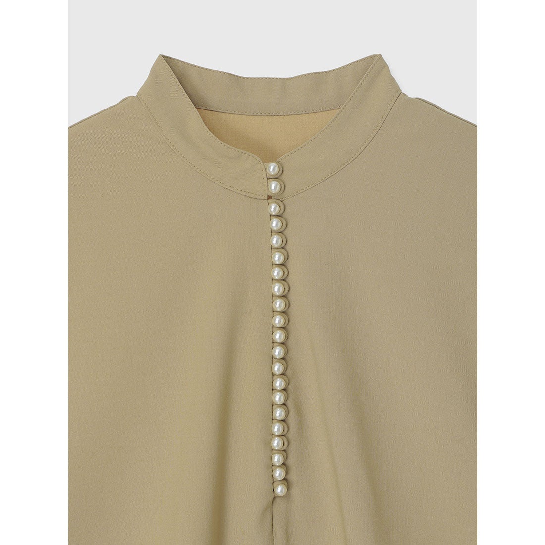 アニュアンス anuans パールトリムブラウス （BEIGE） -ファッション