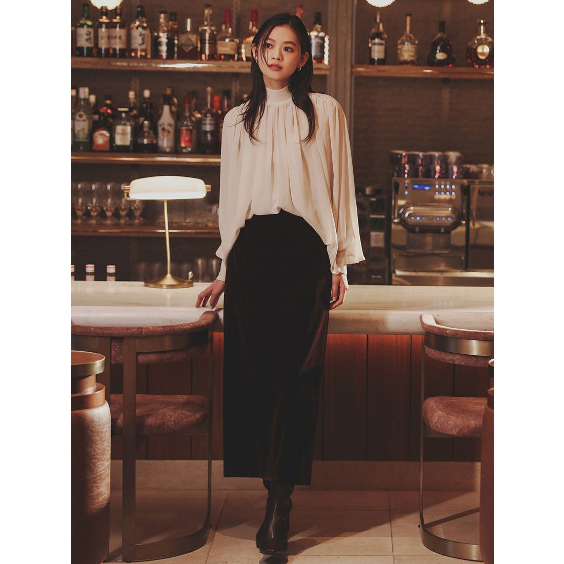 アニュアンス anuans ジョーゼットフレアブラウス （LIGHT BEIGE） -靴