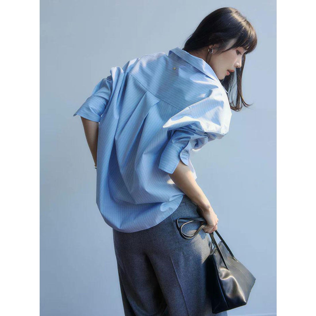 アニュアンス anuans 【STRIPE】スタンダードシャツ （SAX） -靴