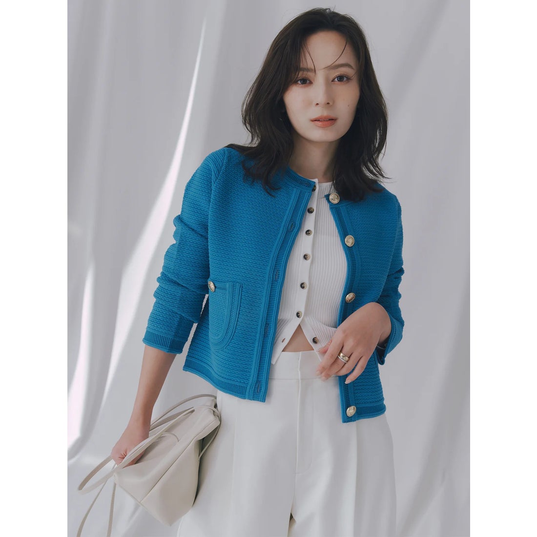 アニュアンス anuans リュクスビスコースリブニットカーディガン