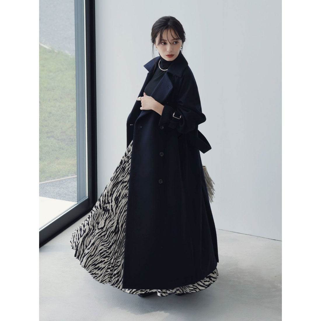 アニュアンス anuans ウールトレンチコート （NAVY） -靴