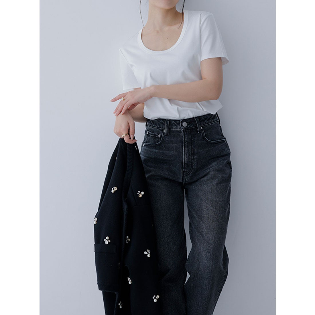 アニュアンス anuans ビジューニットジャケット （BLACK） -靴